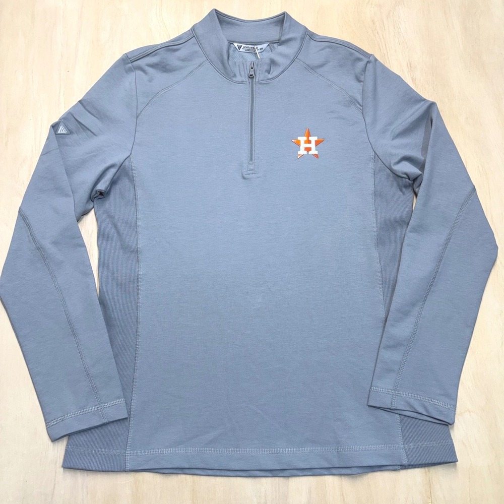 Levelwear Houston Astros Womens M Quarter Zip Pullover Gray Orange MLB NEW